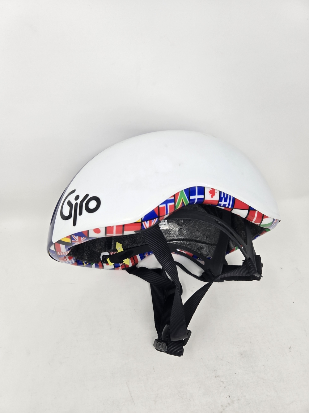 Giro REVERB White Blue Cycling Helmet with Flag Trim